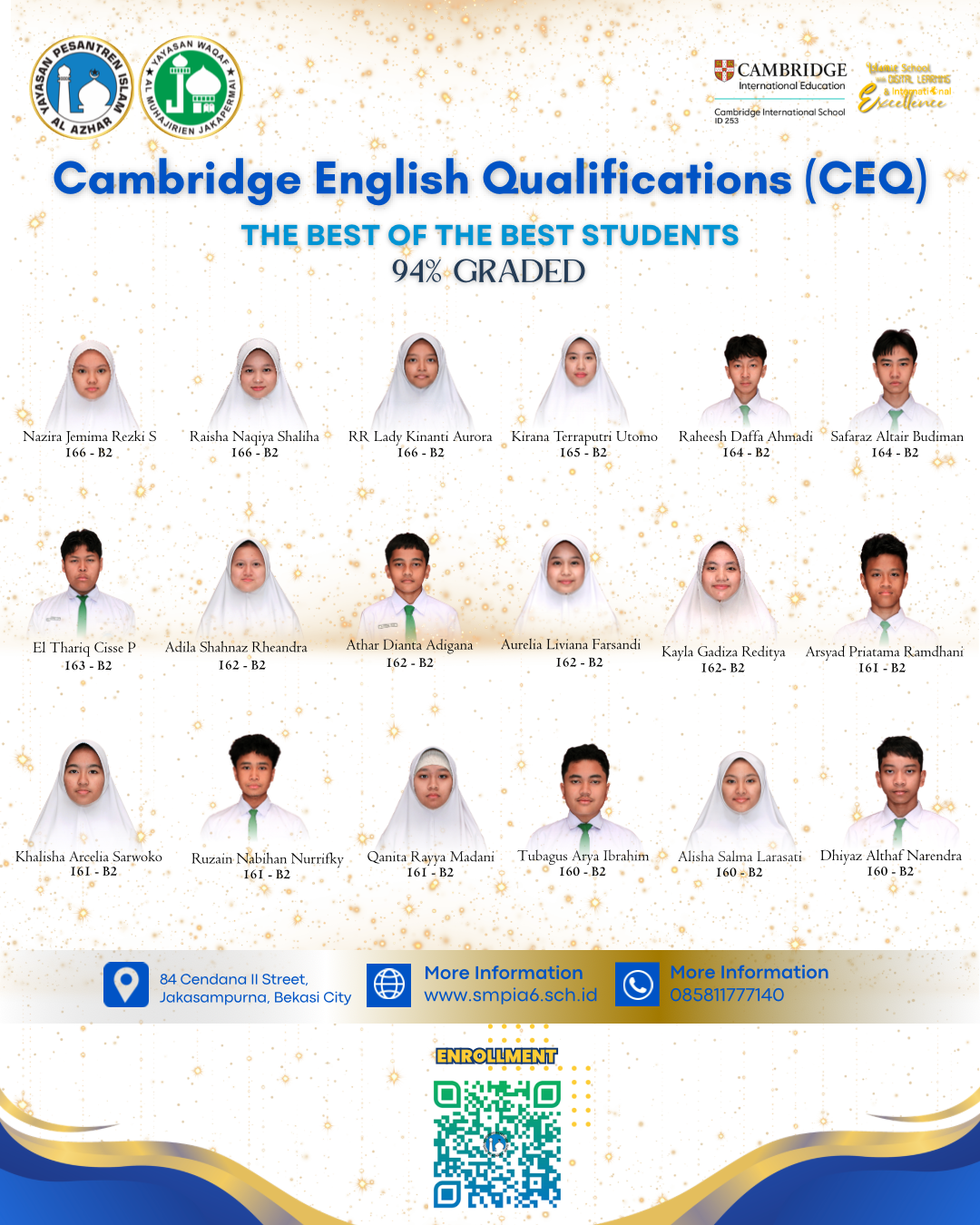Cambridge English Qualifications Achievement at Islamic JHS Al Azhar 6 Bekasi
