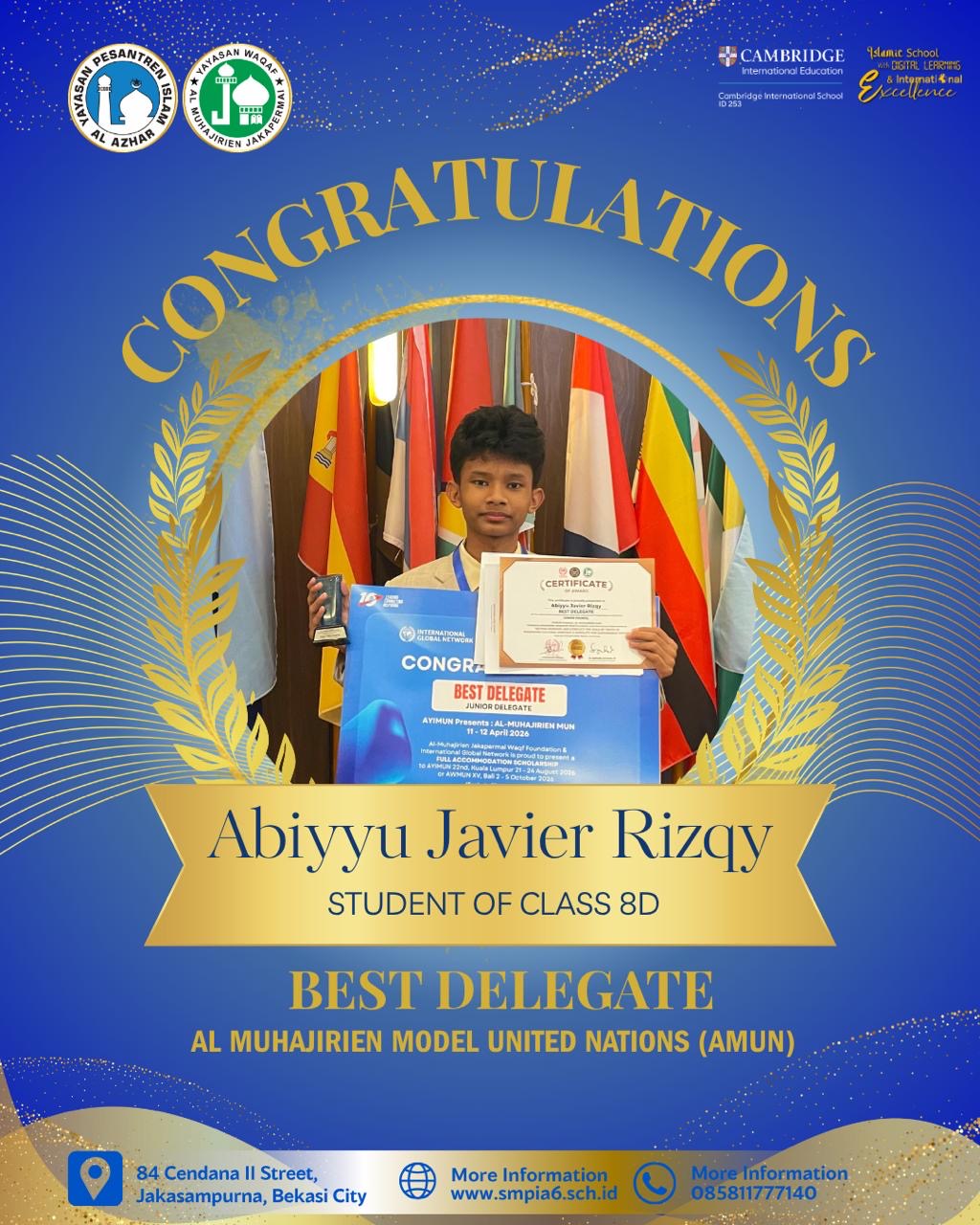 SMPIA 6 Student Wins "Best Delegate" at AMUN 2026