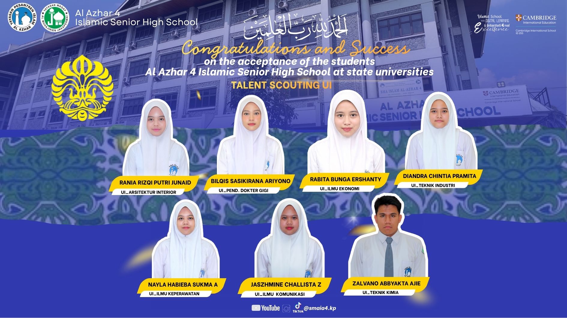 SMAIA 4 Student Successfully Accepted to the University of Indonesia through Talent Scouting (TS UI)