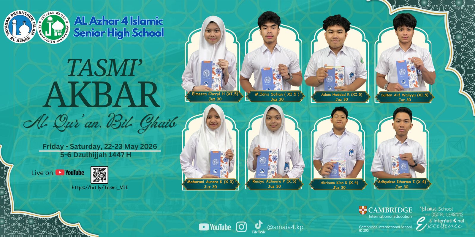 SMAIA 4 Bekasi Holds Qur’an Bil Ghaib Grand Tasmi 2026