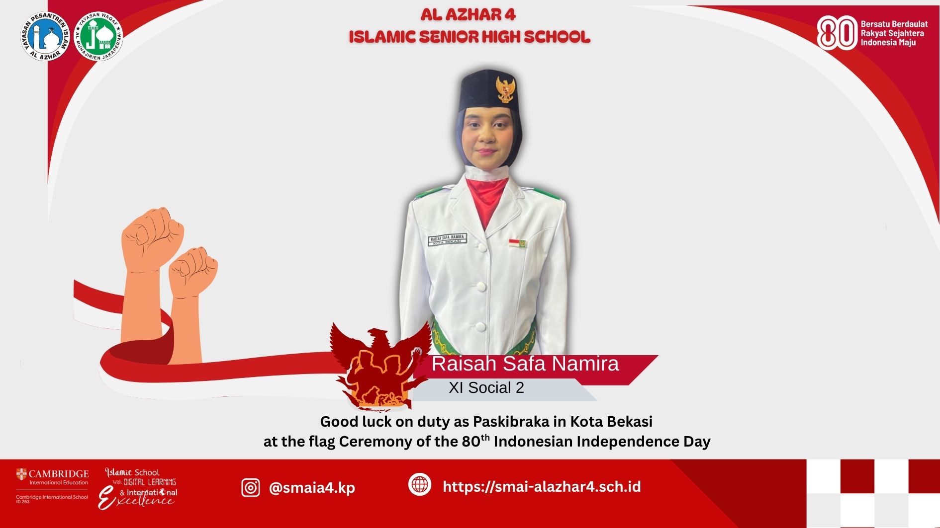 Raisha Safa Namira, Student of SMA Islam Al Azhar 4, Selected as Bekasi City Paskibraka 2025