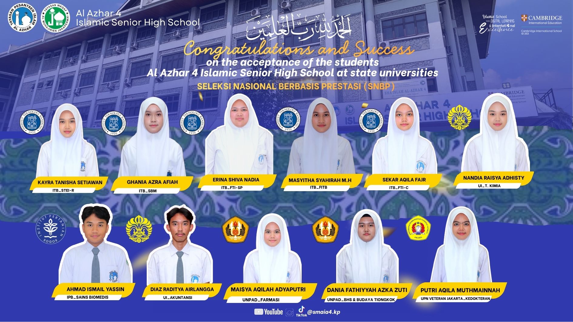 SMA Islam Al Azhar 4 Students Accepted Through SNBP 2026, Achieve Outstanding Success