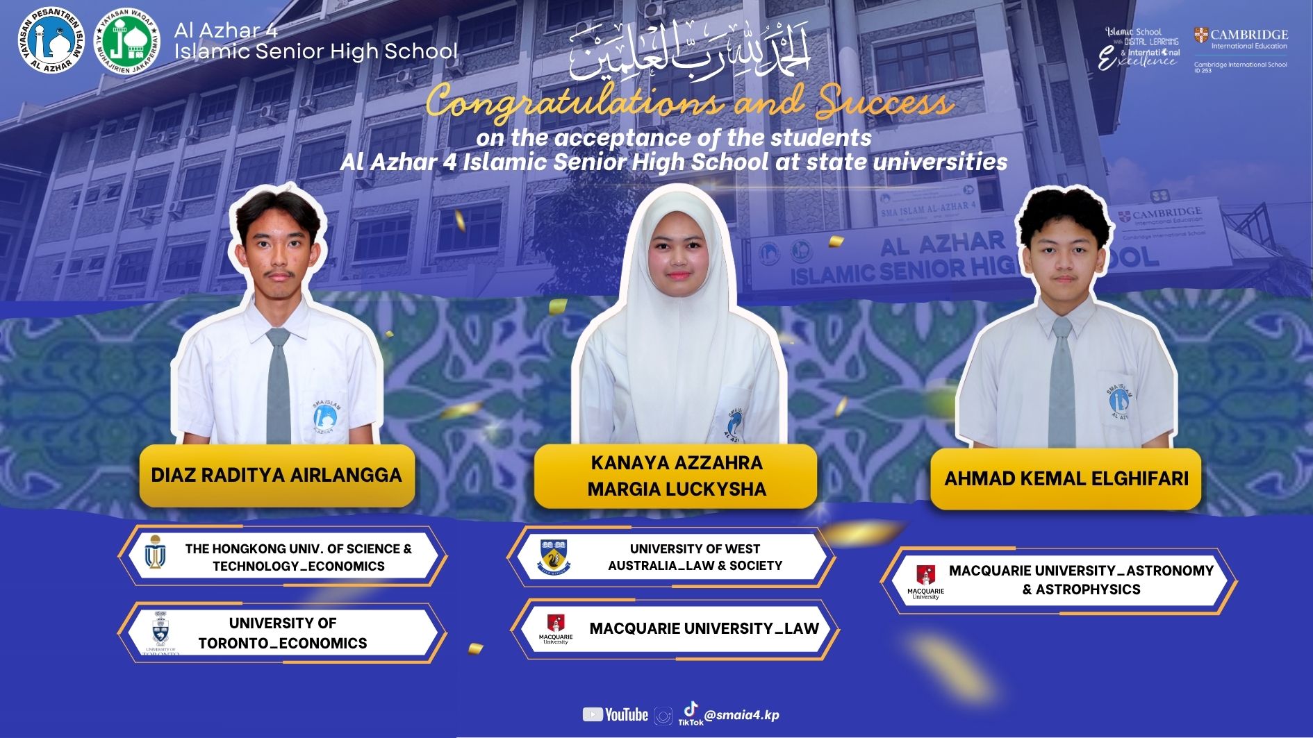 SMAIA 4 Student Successfully Accepted to an Overseas University, Demonstrating Global Competitiveness