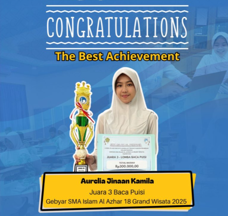 Aurelia Jinaan Kamila Wins 3rd Place in Poetry Reading Competition at Gebyar Al Azhar 9 Islamic Senior High School Grand Wisata