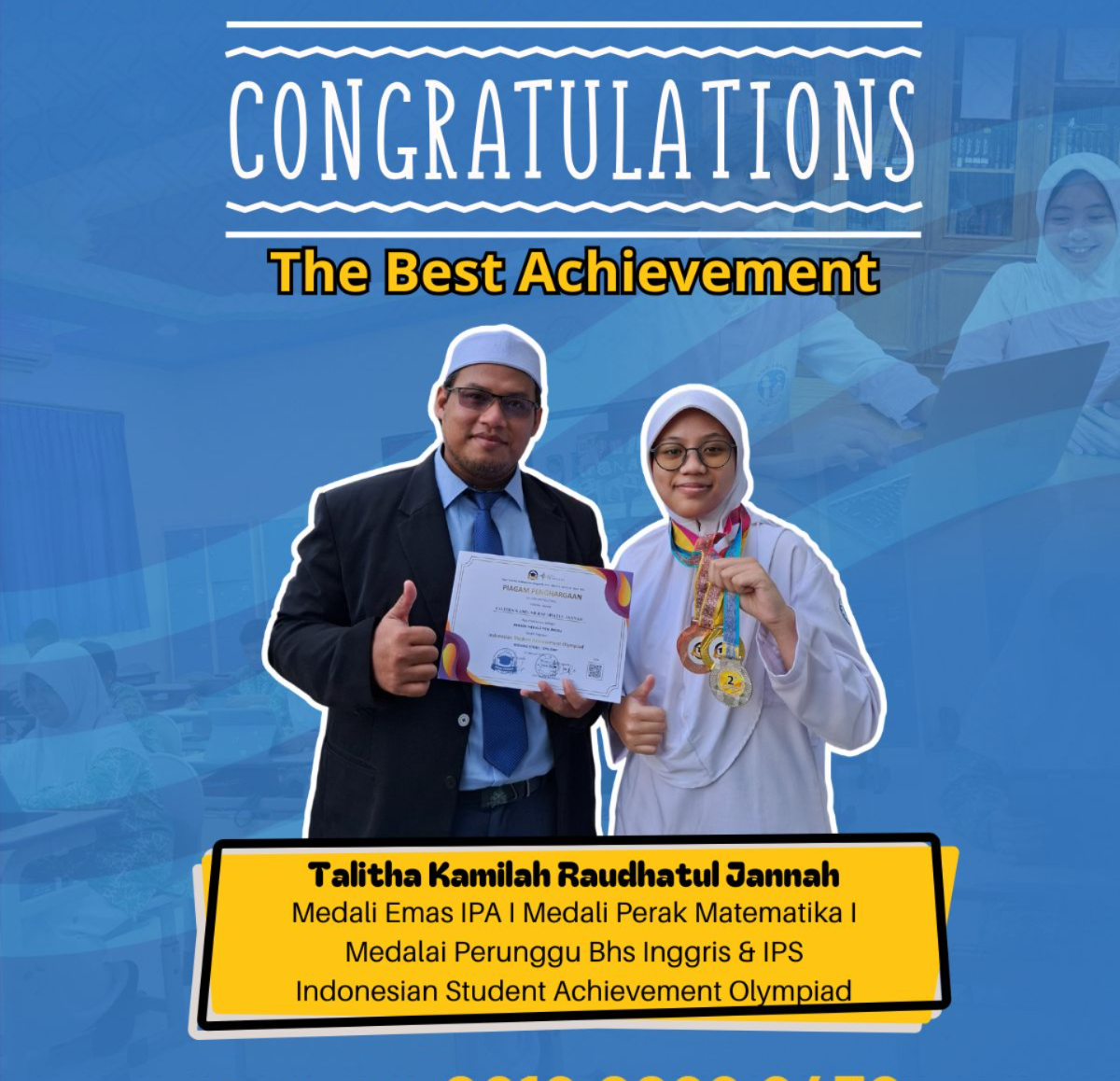 Talitha Kamilah Raih 4 Medali di Indonesian Student Achievement Olympiad
