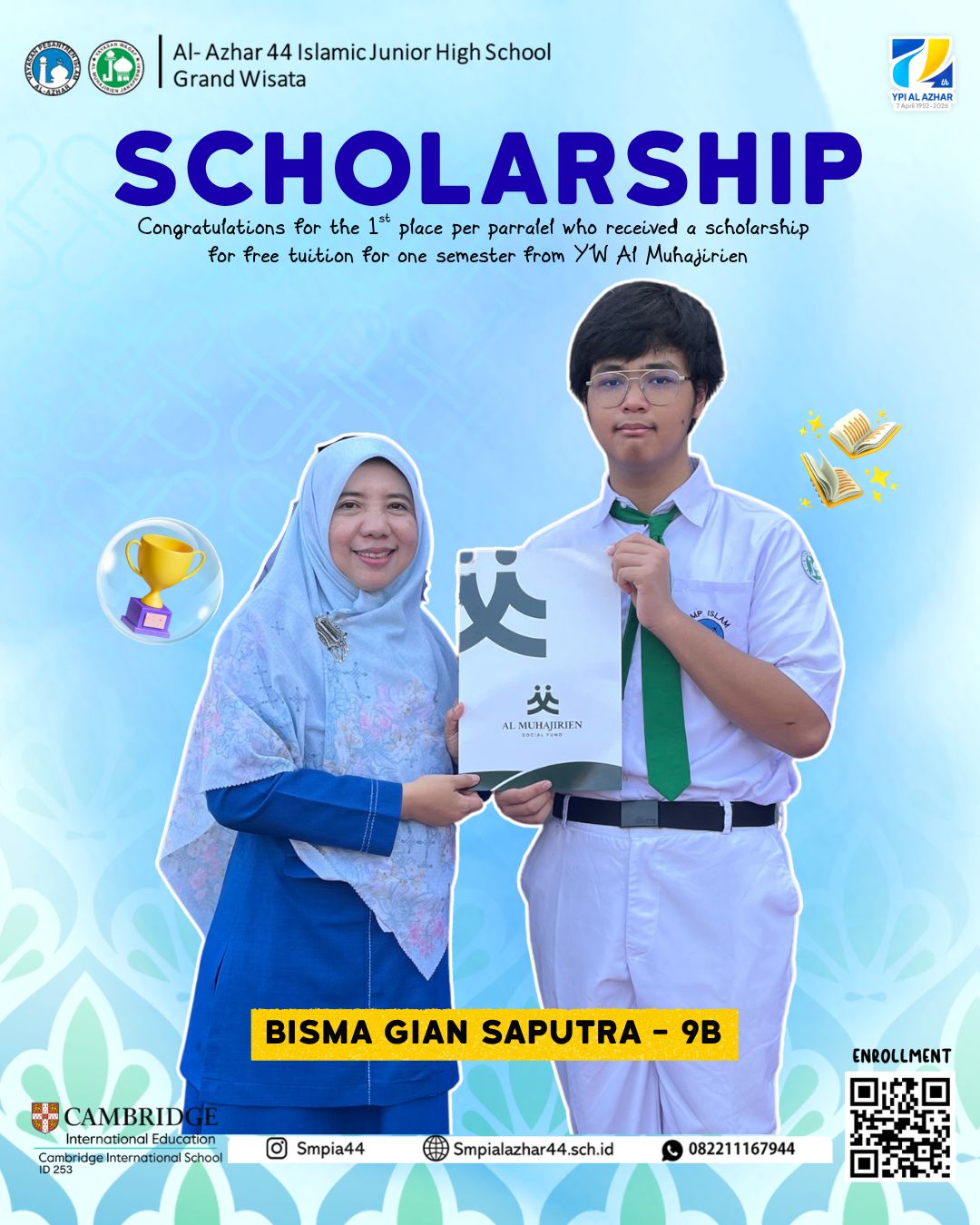 Bisma Gian Saputra, 3 tahun berturut - turut meraih beasiswa paralel!