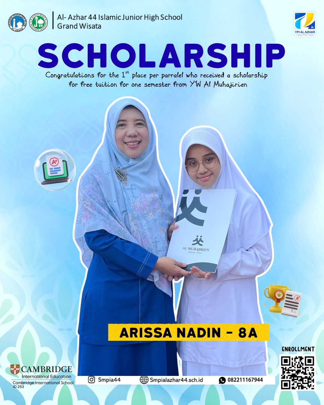 Arissa Nadin Receives Parallel Scholarship for Semester 1!