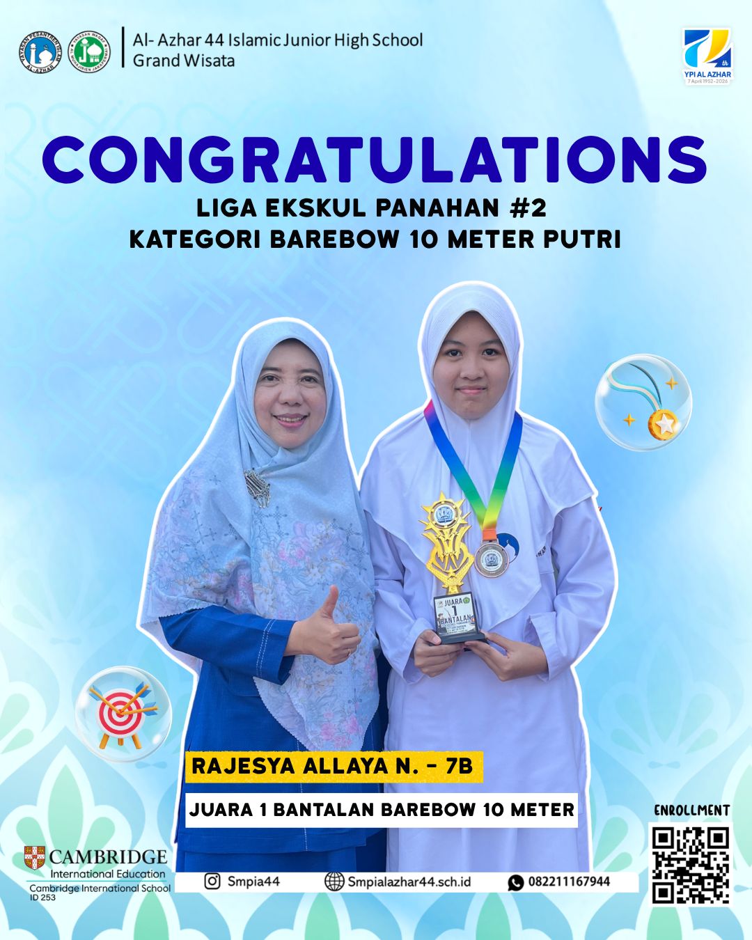 Rajesya Allaya Wins 1st Place in Archery Competition